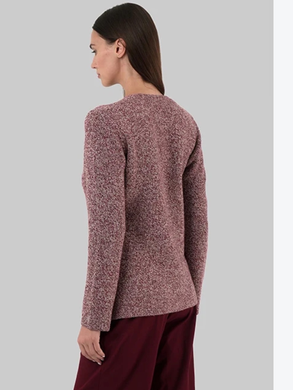 COS Linen/Cotton Blend Burgundy Red Marled Crew. Size S